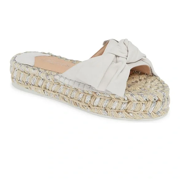 EUC J/Slides White Bow Ritsy Leather Slide - Picture 1 of 9